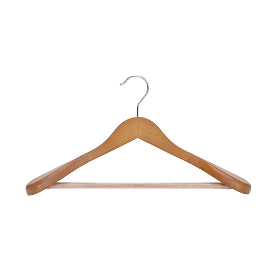 Umeraș de lux din lemn de fag cu umeri lați, bară pentru pantaloni și design modern - ideal pentru costume, sacouri, cămăși, bluze, pantaloni și tricouri - HUMERO