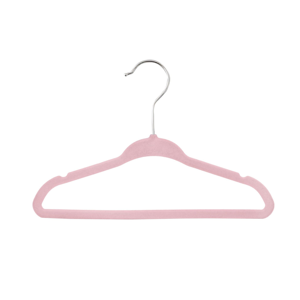 Umeraș antialunecare pentru copii acoperit cu catifea roz, bară pentru pantaloni - ideal pentru rochii, fuste, pantaloni, bluze și tricouri - HUMERO