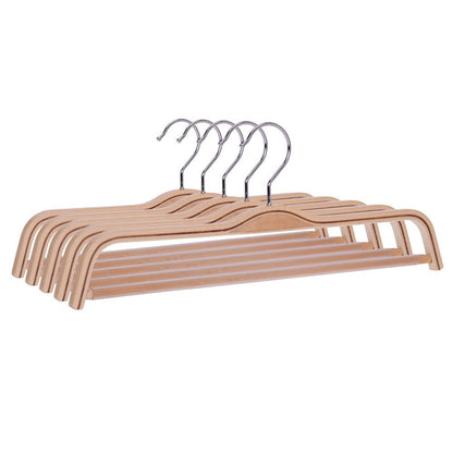 Umeraș compact din lemn natur cu bară pentru pantaloni - ideal pentru fuste și pantaloni - HUMERO