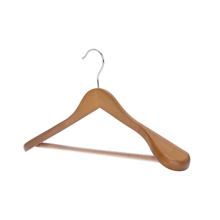 Umeraș de lux din lemn de fag cu umeri lați, bară pentru pantaloni și design modern - ideal pentru costume, sacouri, cămăși, bluze, pantaloni și tricouri - HUMERO
