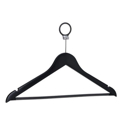 Umeraș hotelier din lemn negru cu cârlig antifurt si bară pentru pantaloni - ideal pentru cămăși, bluze, pantaloni, tricouri și rochii - HUMERO