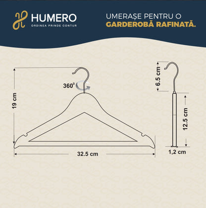 Umeraș pentru copii din lemn de arțar roz cu bară pentru pantaloni - ideal pentru tricouri, bluze și pantaloni - HUMERO